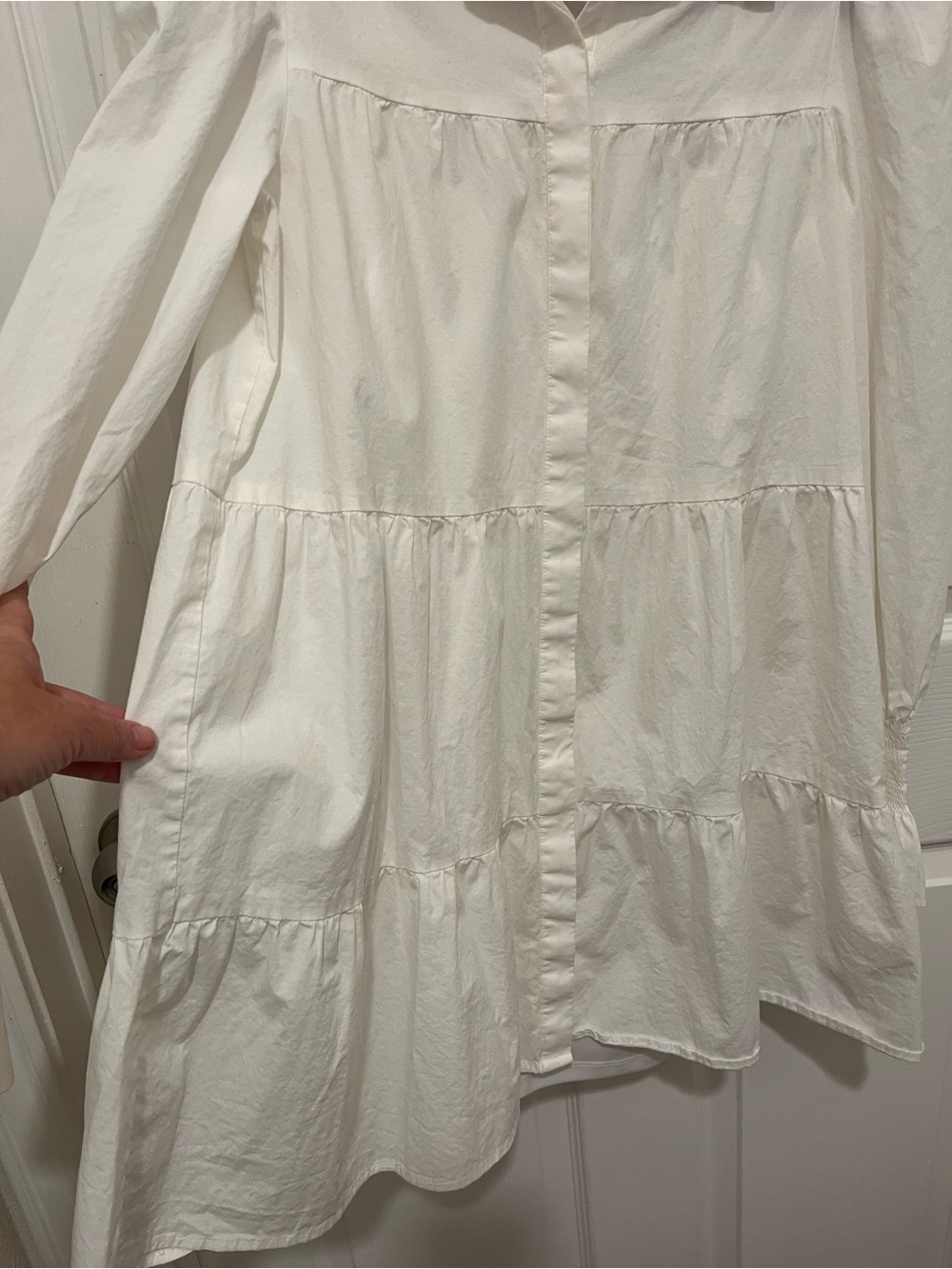 NWOT Wayf Ruffled Tiered Long Sleeve Shirt Dress Size XS - Picture 3 of 13